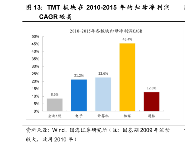 怎样理解TMT 板 块 在 2010-2015 年 的 归 母 净 利 润?