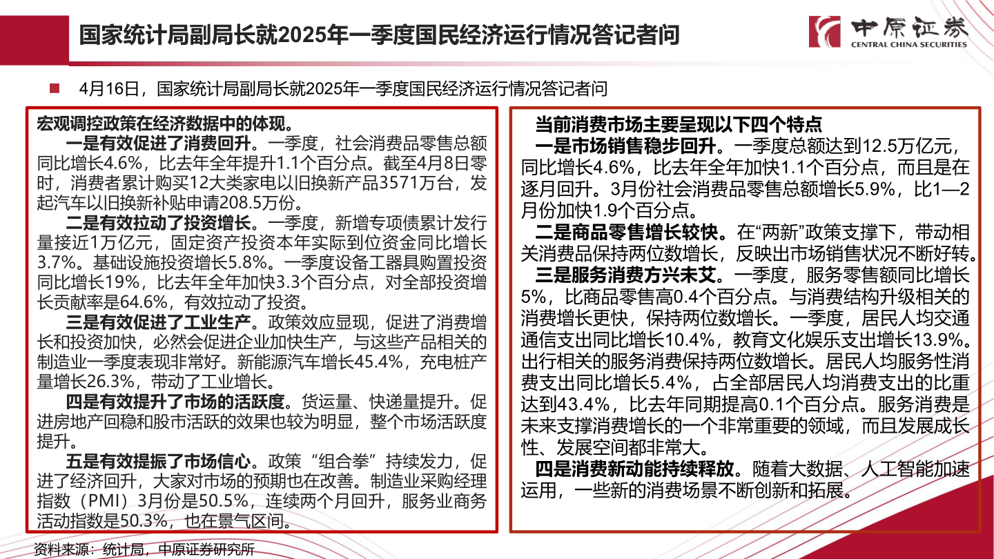 谁能回答国家统计局副局长就2025年一季度国民经济运行情况答记者问