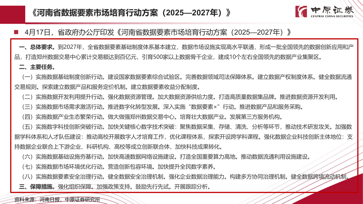 如何了解《河南省数据要素市场培育行动方案（2025—2027年）》