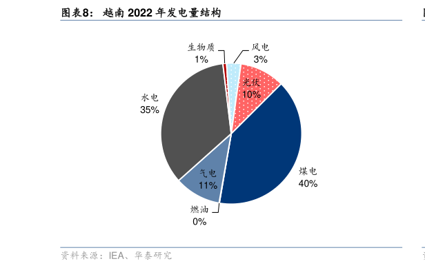 想关注一下越南 2022 年发电量结构