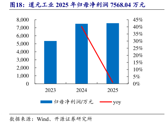 各位网友请教一下道元工业 2025 年归母净利润 7568.04 万元