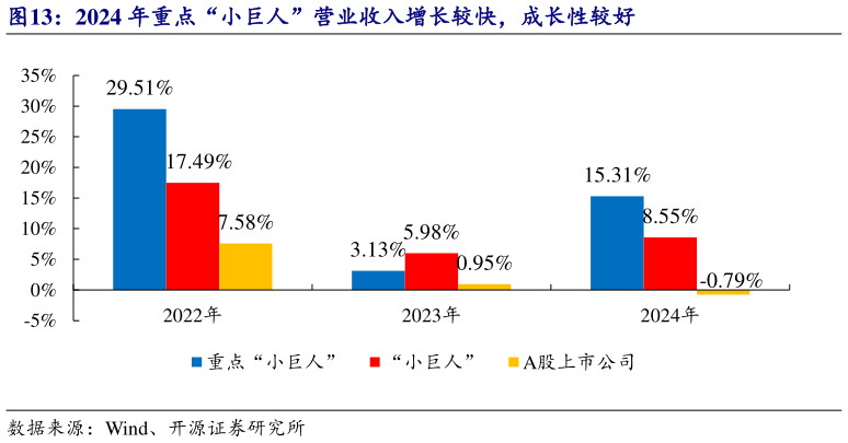 各位网友请教一下2024 年重点“小巨人”营业收入增长较快，成长性较好