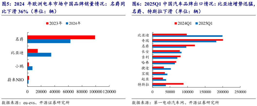 请问一下2025Q1 中国汽车品牌出口情况：比亚迪增势迅猛，