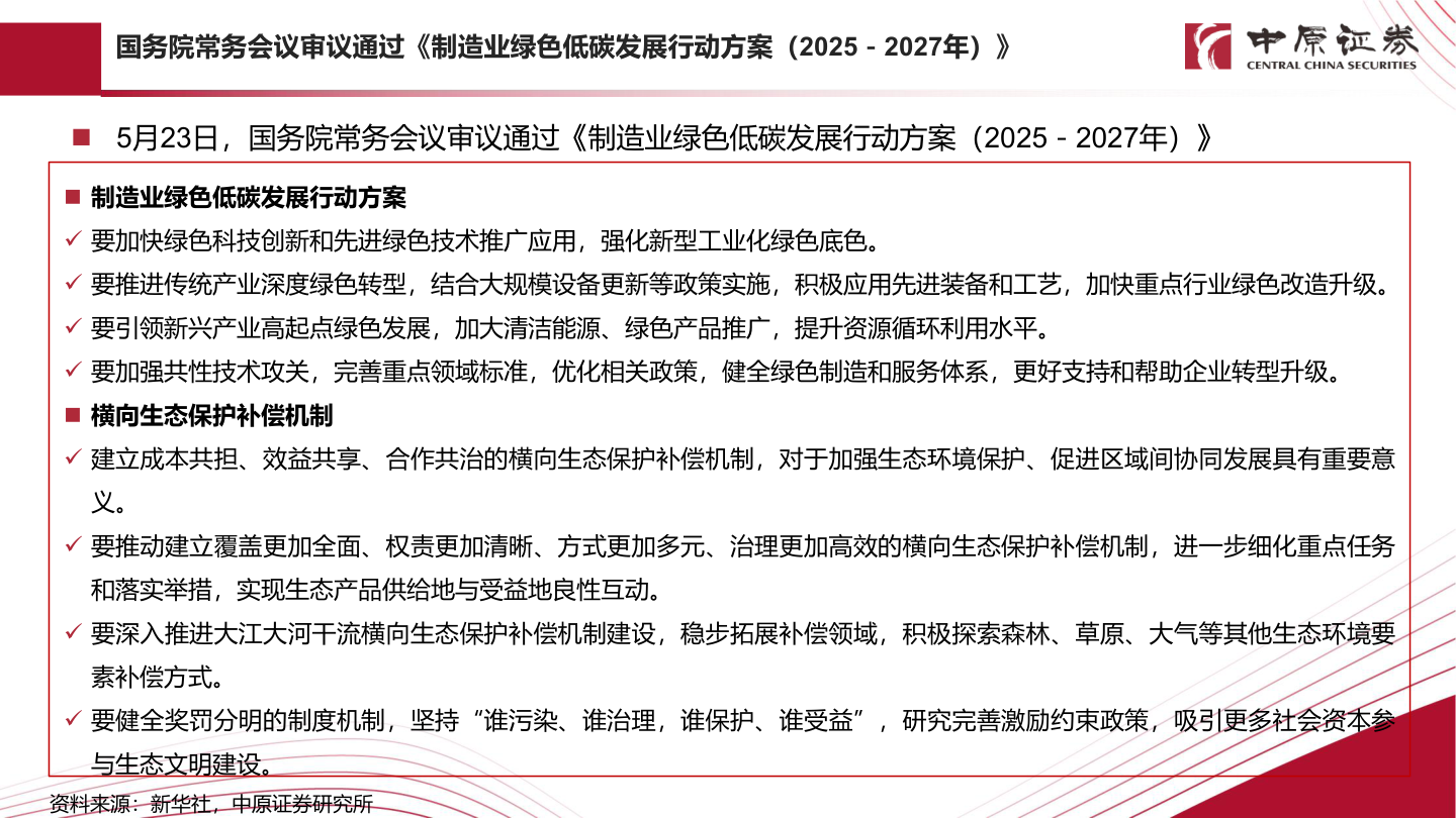 如何看待国务院常务会议审议通过《制造业绿色低碳发展行动方案（2025－2027年）》