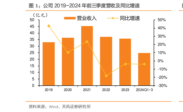 我想了解一下公司 2019-2024 年前三季度营收及同比增速?