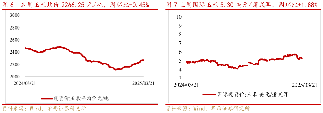想关注一下本周玉米均价 2266.25 元吨，周环比0.45%    上周国际玉米 5.30 美元蒲式耳，周环比1.88%上周国际玉米 5.30 美元蒲式耳，周环比1.88%?