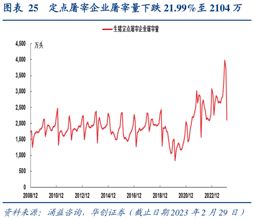 想关注一下定点屠宰企业屠宰量下跌 21.99%至 2104 万?