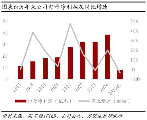 各位网友请教一下历年来公司归母净利润及同比增速?