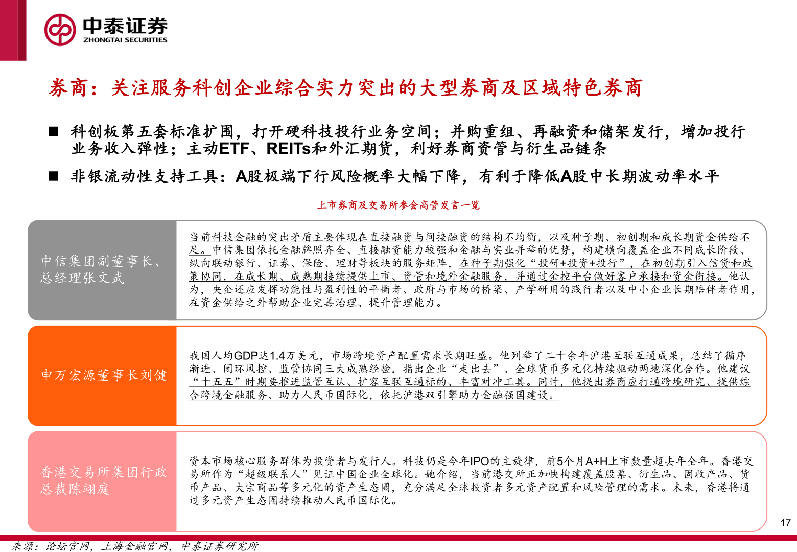请问一下券商：关注服务科创企业综合实力突出的大型券商及区域特色券商