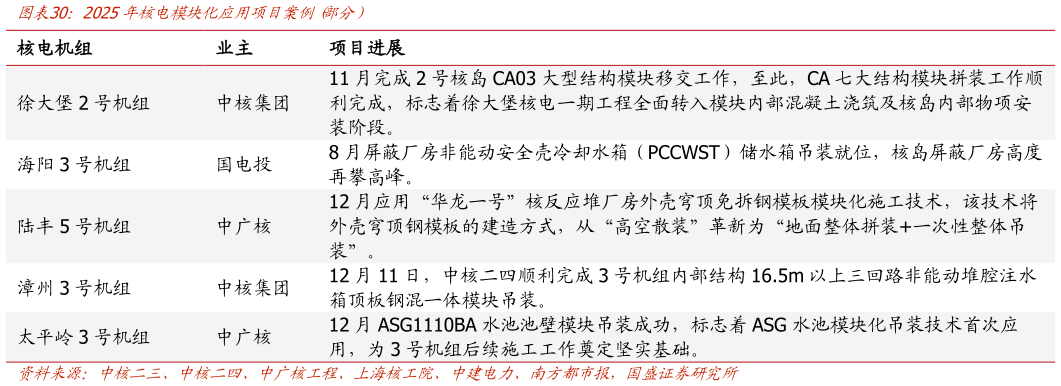 我想了解一下2025年核电模块化应用项目案例 部分）