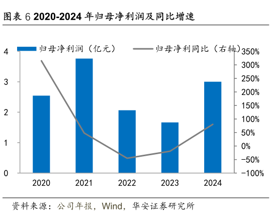 如何解释2020-2024 年归母净利润及同比增速
