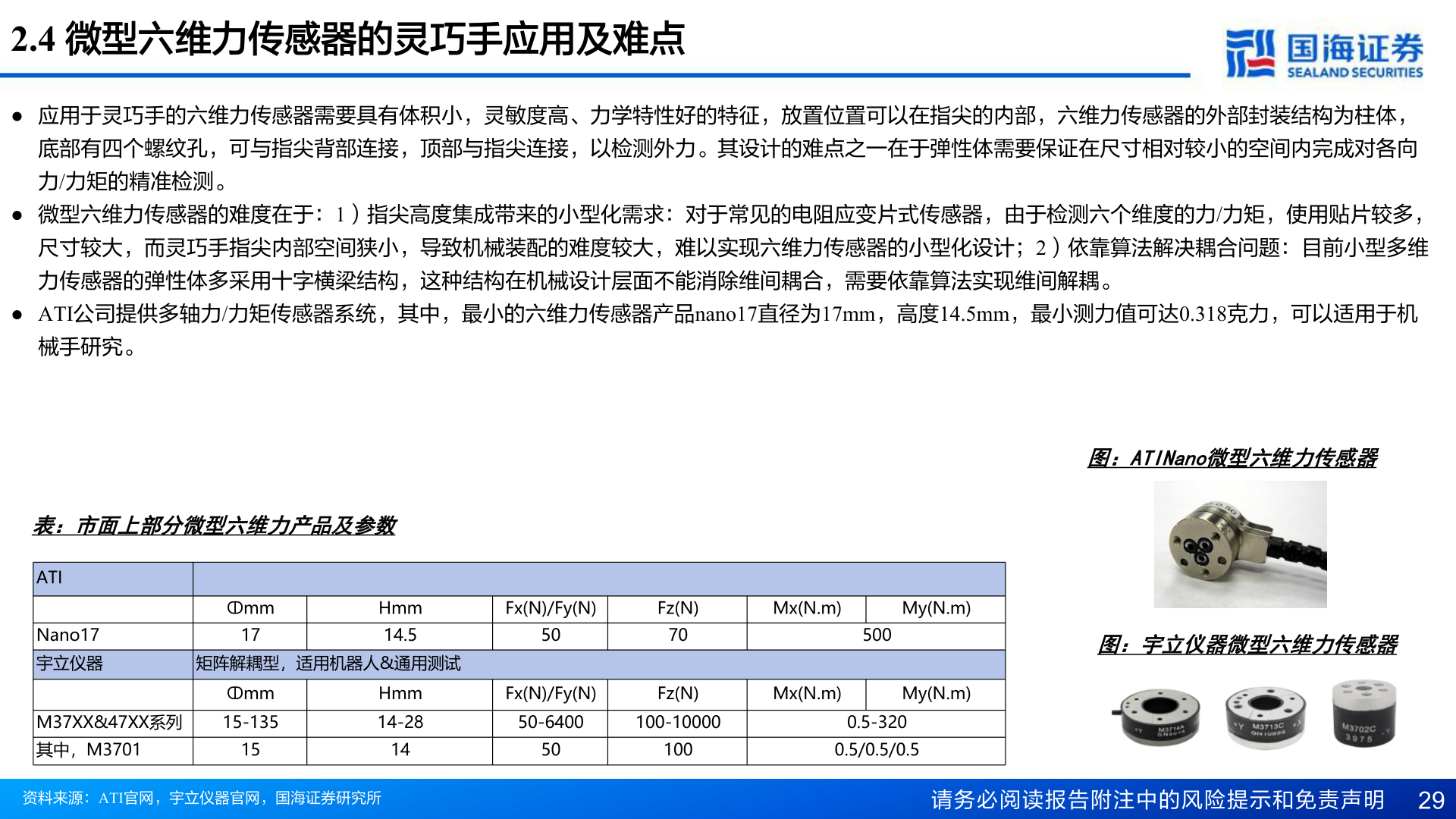 咨询大家2.4 微型六维力传感器的灵巧手应用及难点