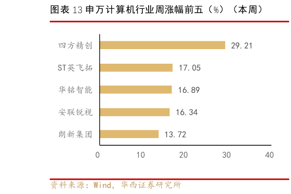 谁知道申万计算机行业周涨幅前五（%）（本周）