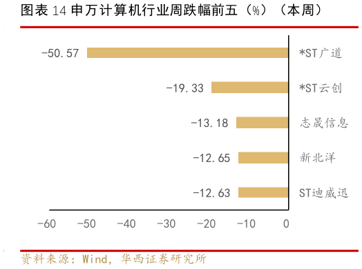 你知道申万计算机行业周跌幅前五（%）（本周）