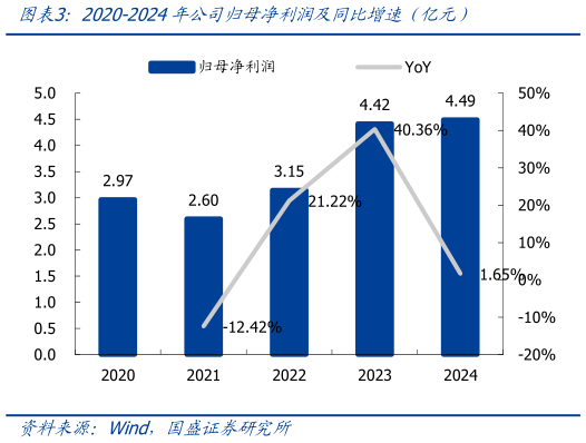如何解释2020-2024年公司归母净利润及同比增速（亿元）