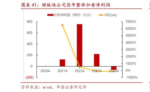 如何了解锂板块公司历年整体归母净利润
