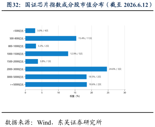 我想了解一下国证芯片指数成分股市值分布（截至 2026.6.12）