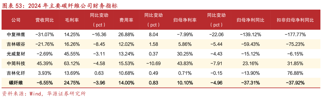 想关注一下2024 年主要碳纤维公司财务指标