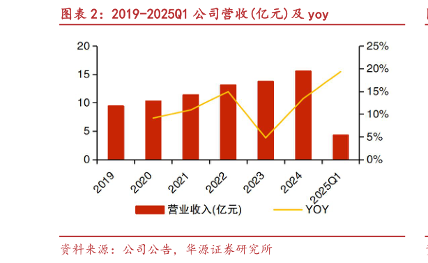 想问下各位网友2019-2025Q1 公司营收亿元及 yoy