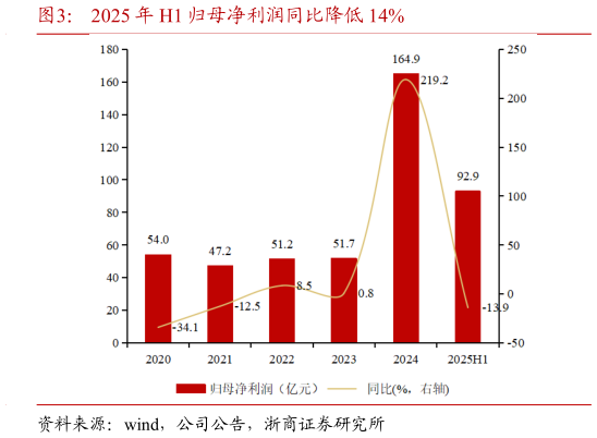 咨询大家2025 年 H1 归母净利润同比降低 14%