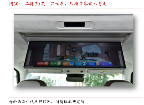 想关注一下二排 30 英寸显示屏，后排乘客娱乐自由