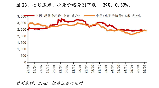 如何解释七月玉米、小麦价格分别下跌 1.39%、0.39%、?