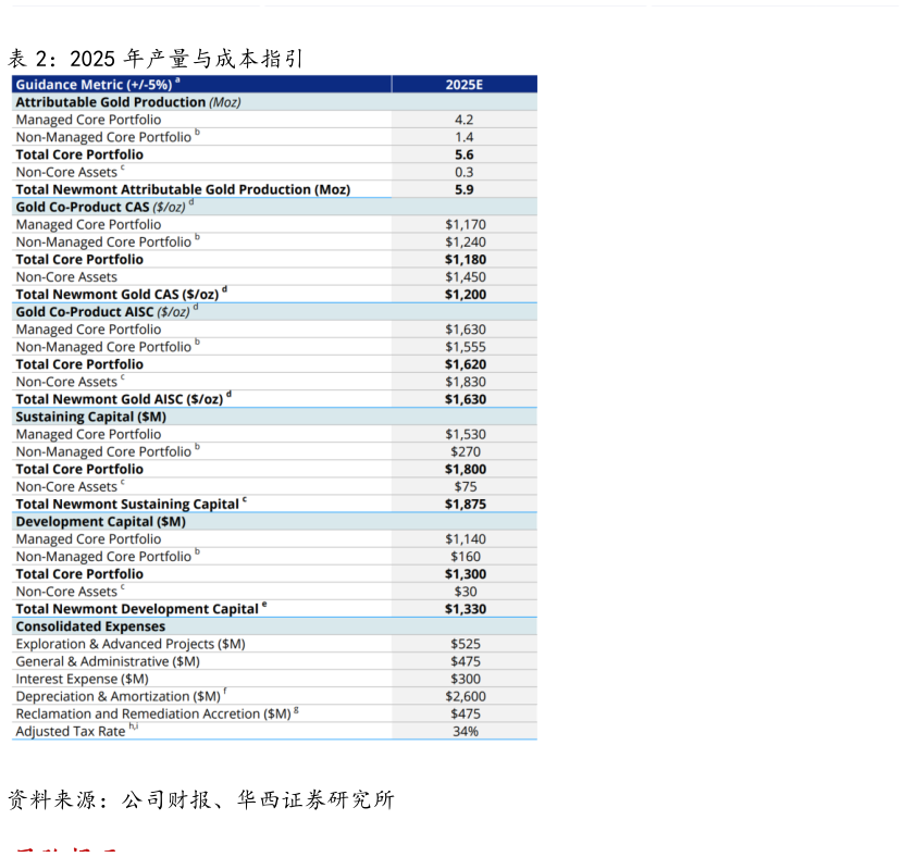 如何了解2025 年产量与成本指引