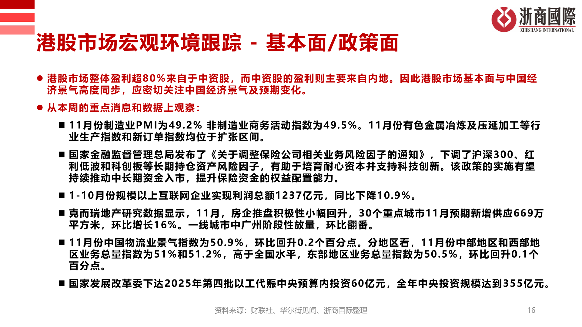 咨询大家港股市场宏观环境跟踪 - 基本面/政策面