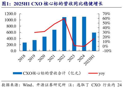 如何了解2025H1 CXO 核心标的营收同比稳健增长