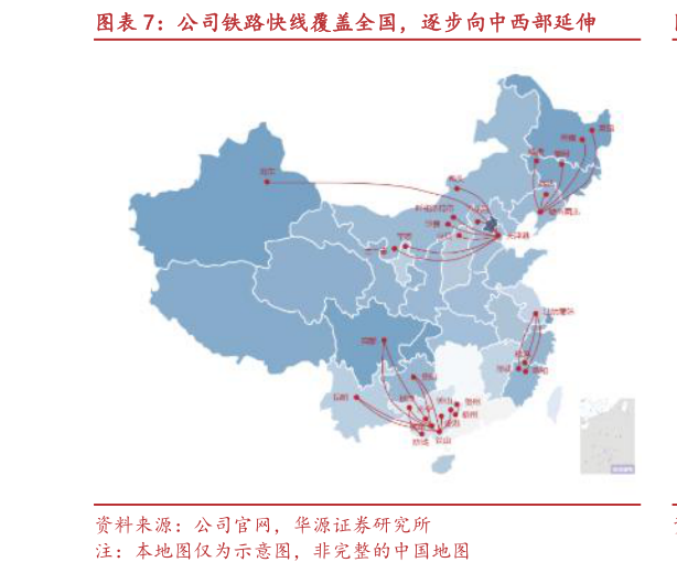 谁能回答公司铁路快线覆盖全国,逐步向中西部延伸?