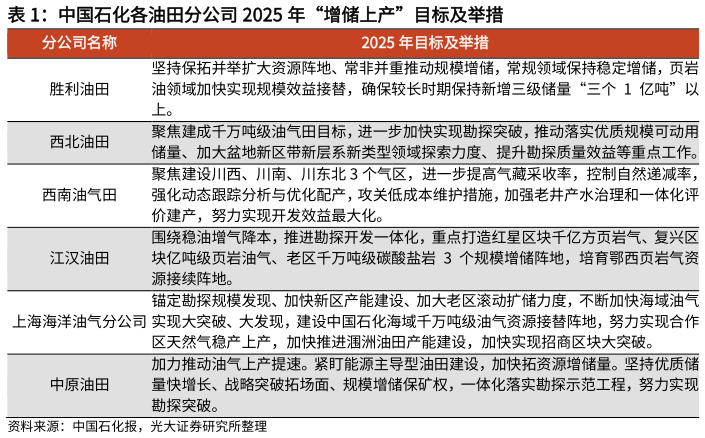 你知道中国石化各油田分公司 2025 年“增储上产”目标及举措