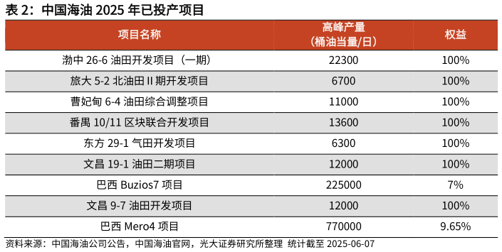 如何了解中国海油 2025 年已投产项目
