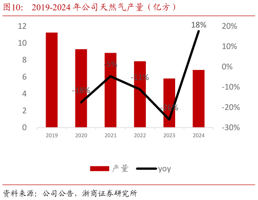 如何了解2019-2024 年公司天然气产量（亿方）