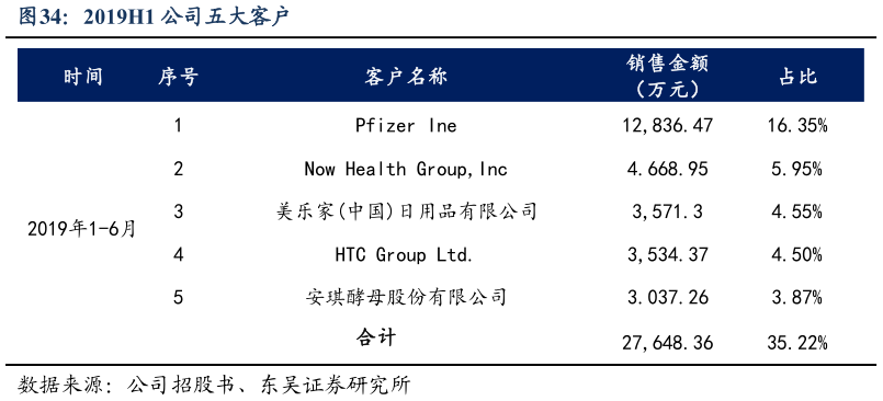 各位网友请教一下2019H1 公司五大客户