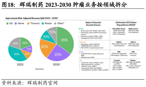 请问一下辉瑞制药 2023-2030 肿瘤业务按领域拆分
