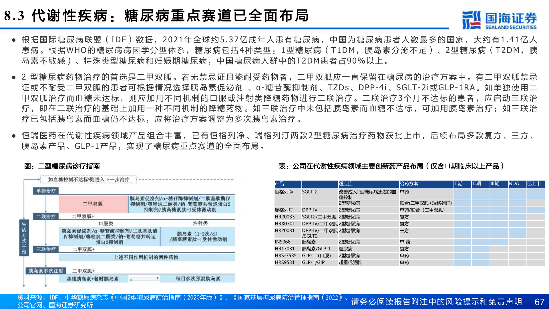 我想了解一下8.3 代 谢 性 疾 病 : 糖 尿 病 重 点 赛 道 已 全 面 布 局?