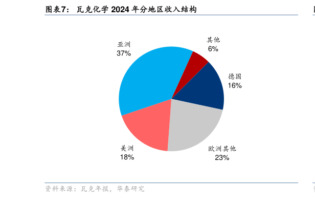 谁知道瓦克化学 2024 年分地区收入结构?