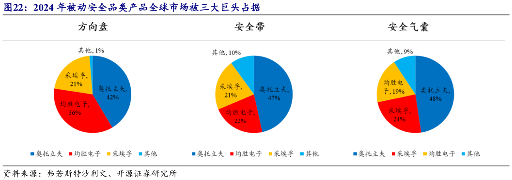 如何解释2024 年被动安全品类产品全球市场被三大巨头占据