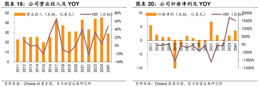 请问一下公司营业收入及 YOY 公司归母净利及 YOY