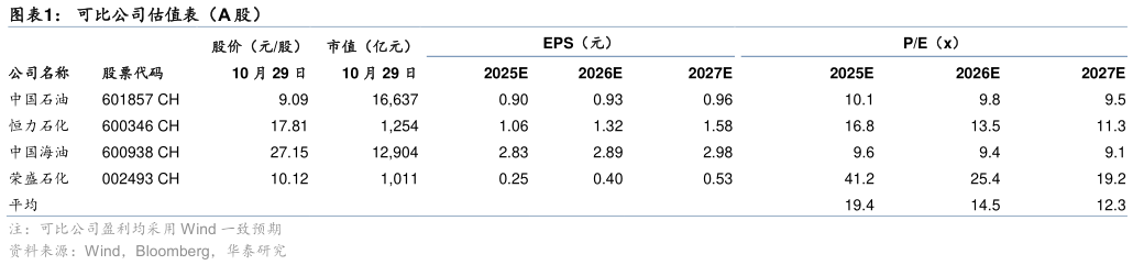 咨询大家可比公司估值表（A 股）