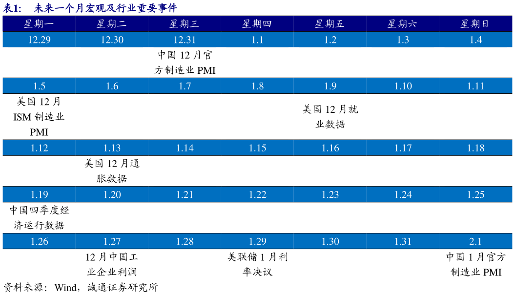 咨询大家未来一个月宏观及行业重要事件