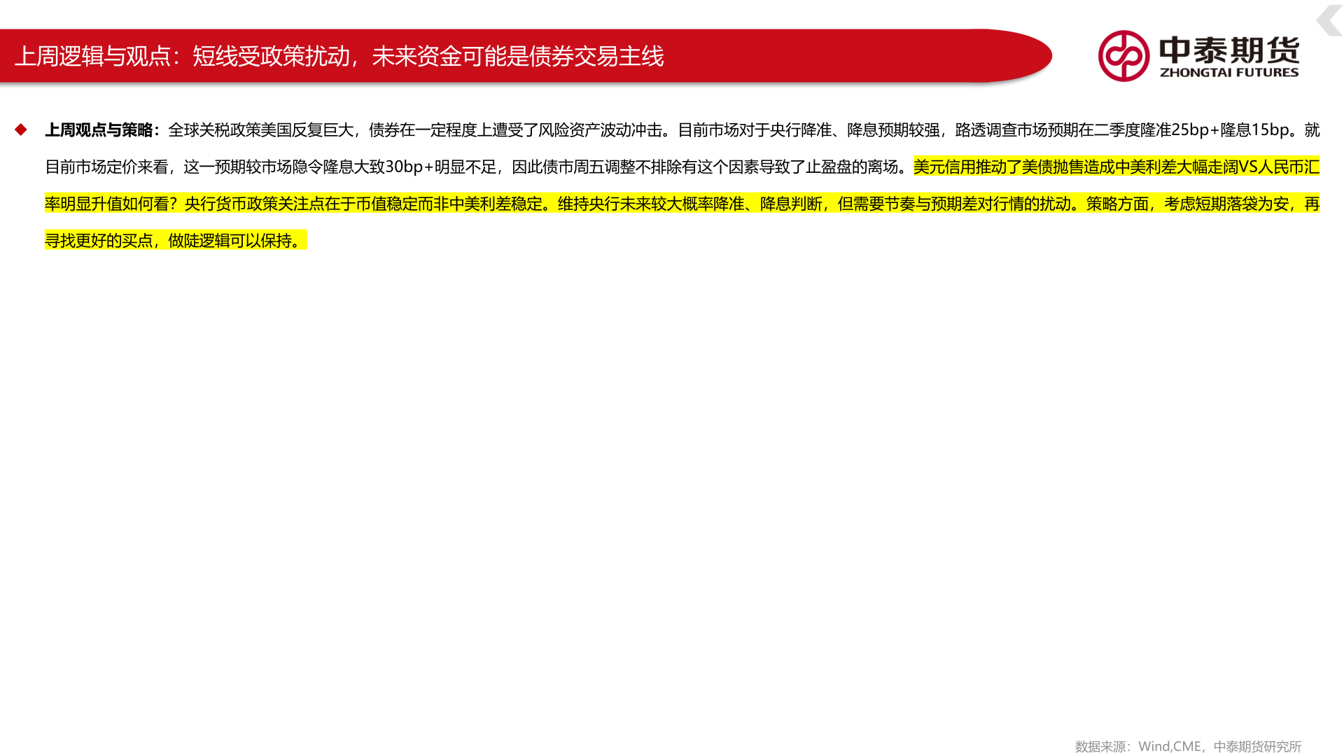 谁能回答上周逻辑与观点：短线受政策扰动，未来资金可能是债券交易主线