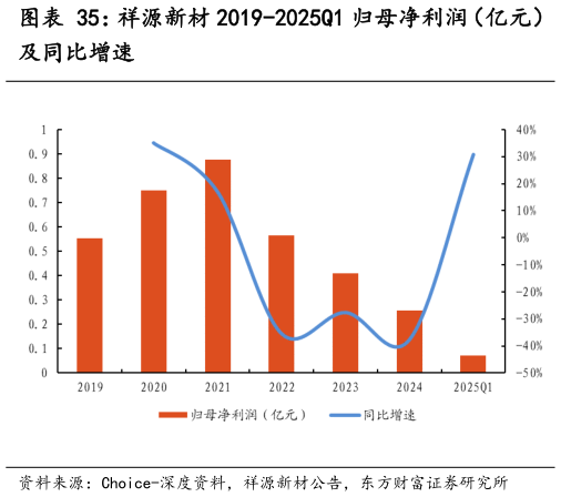 咨询大家祥源新材 2019-2025Q1 归母净利润（亿元）