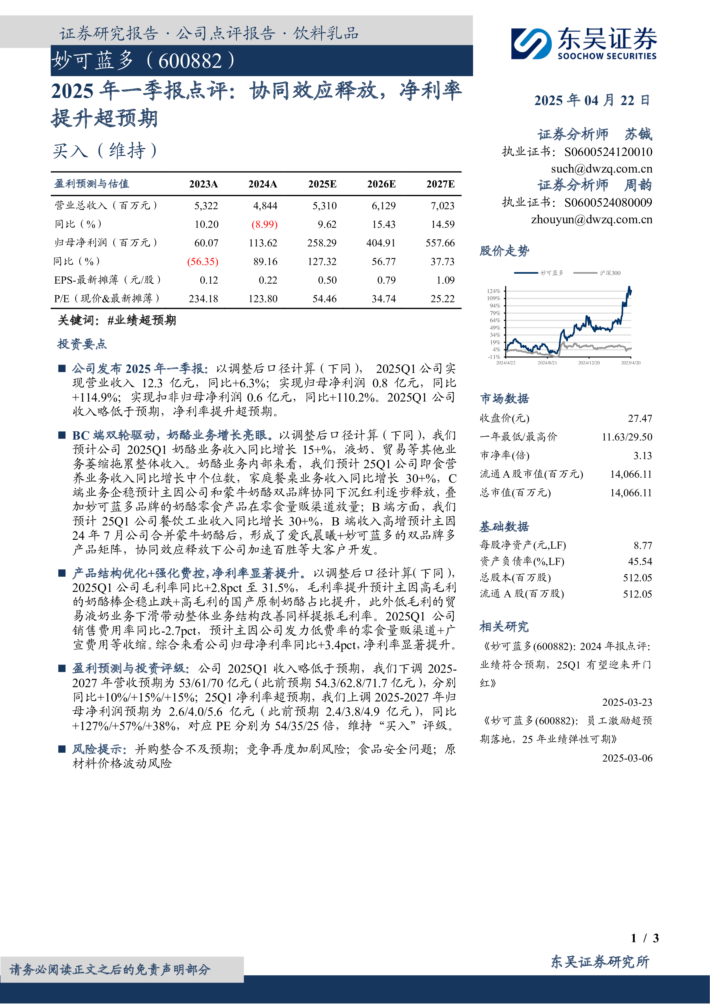 2025年一季报点评:协同效应释放,净利率提升超预期-洞见研报-行业报告