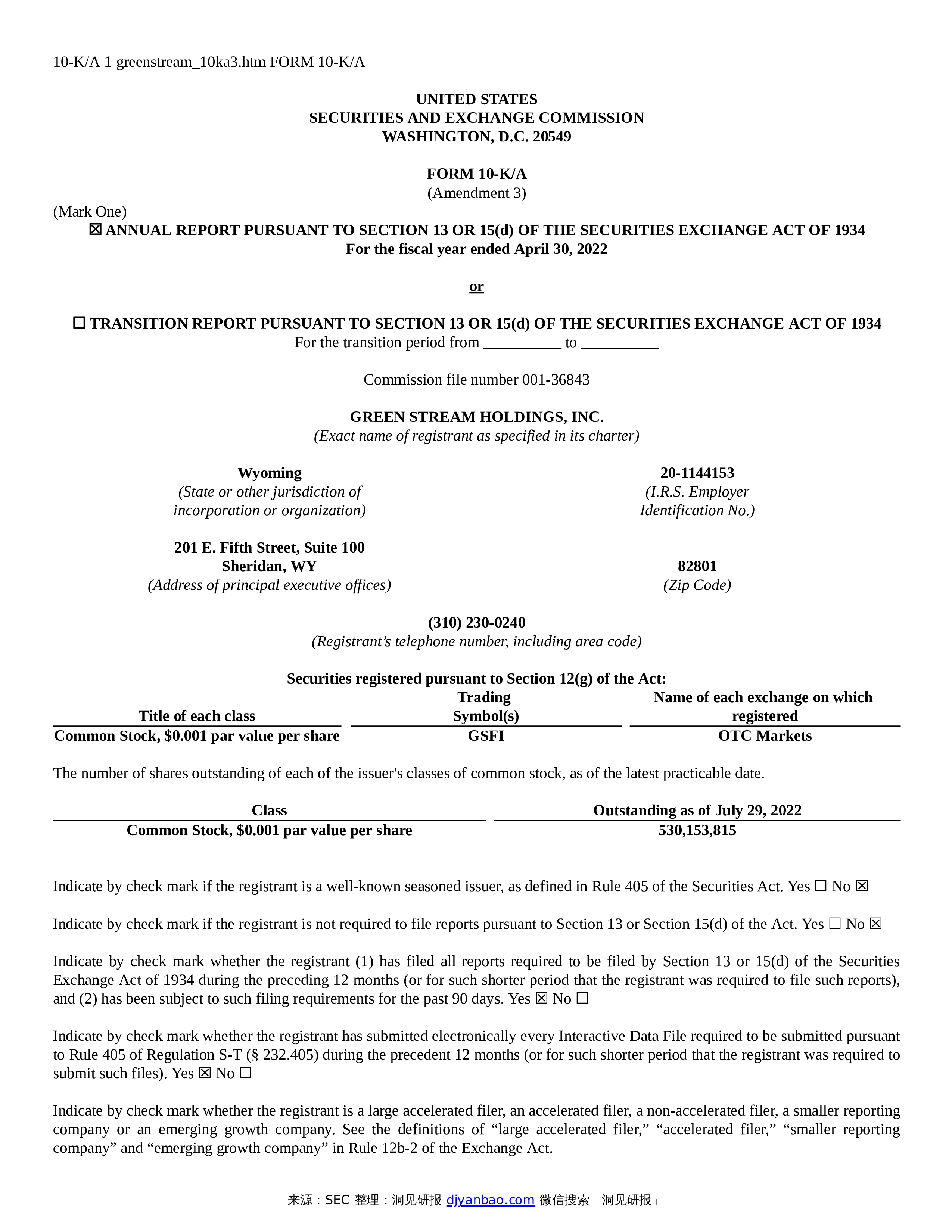 form-10-k-a-green-stream-holdings-inc