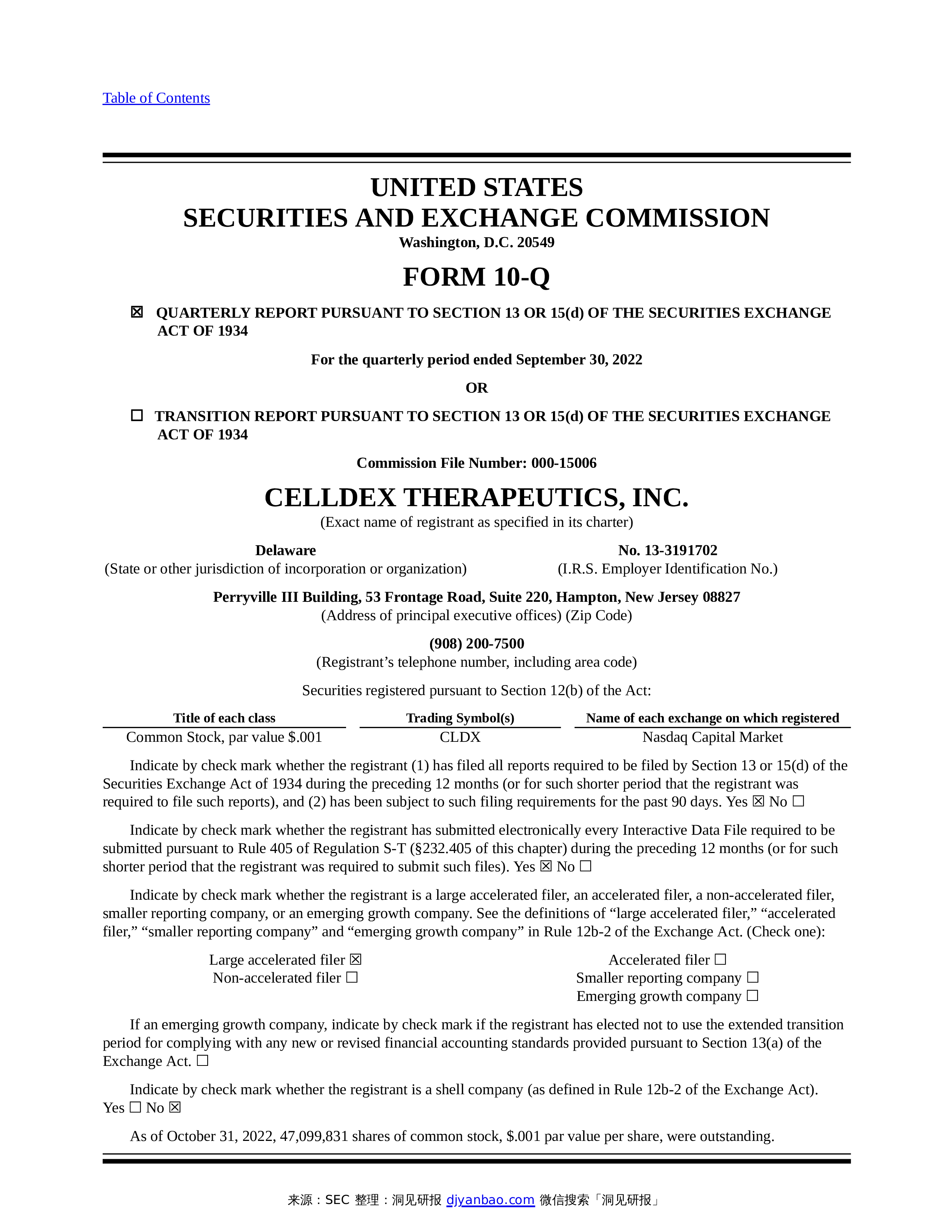 form-10-q-celldex-therapeutics-inc
