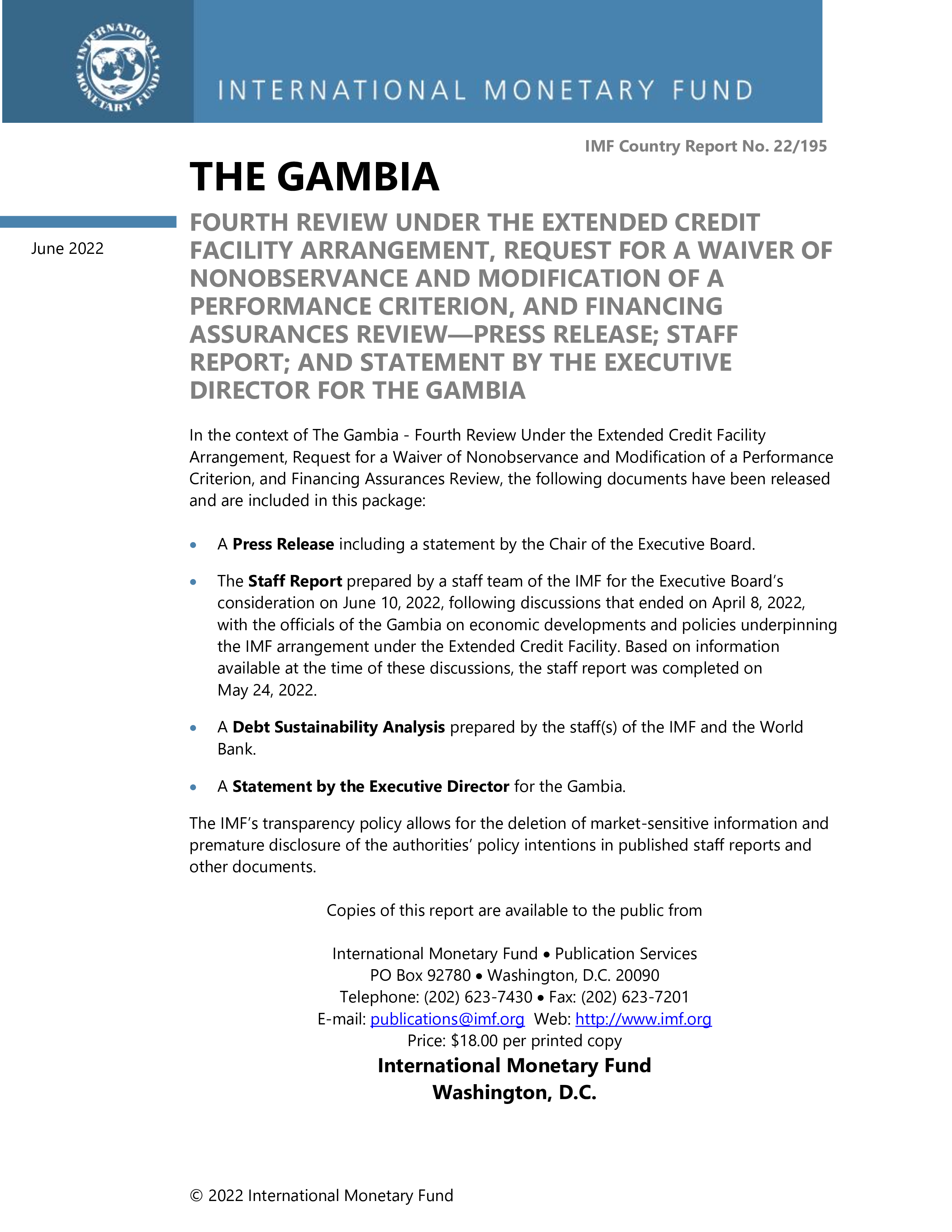 【IMF】The Gambia: Fourth Review under the Extended Credit Facility
