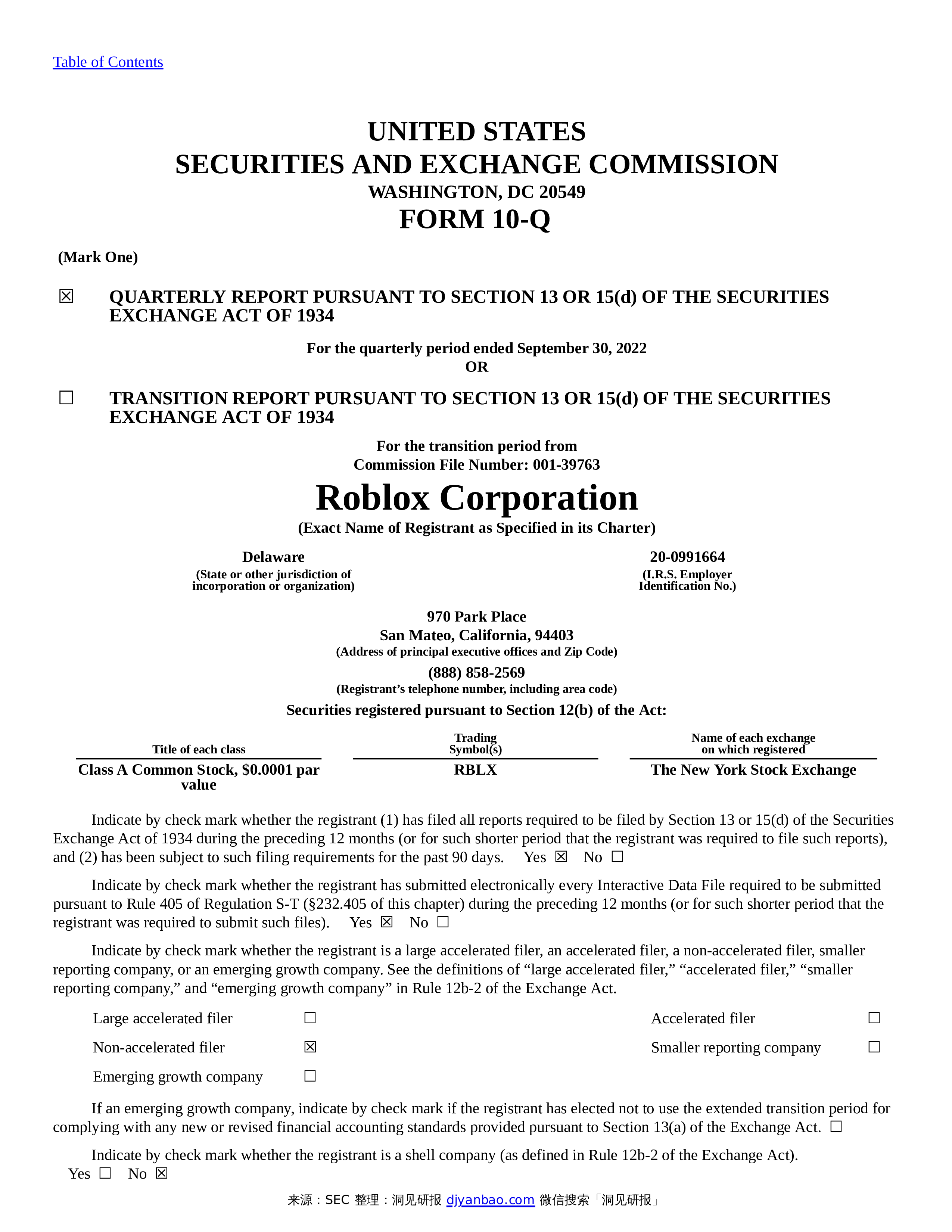 Form 10 Q Roblox Corp form-10-q-roblox-corp